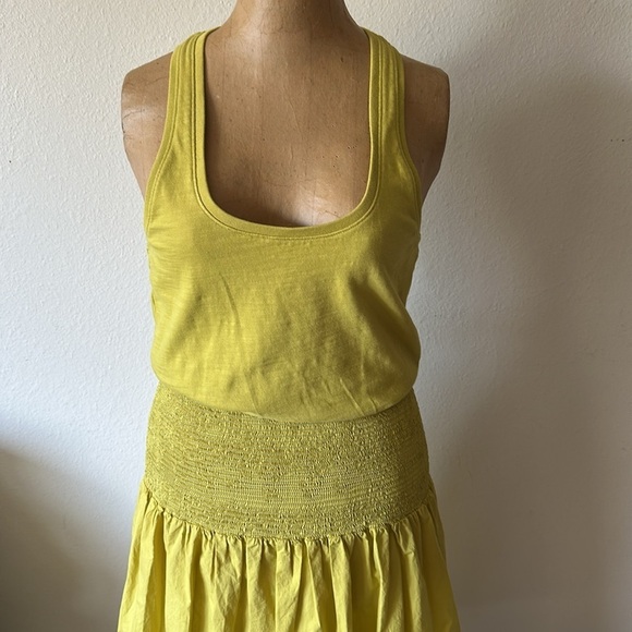 National Ltd sz XS cotton bright yellow tank dress with elastic fold over waist - Picture 3 of 9